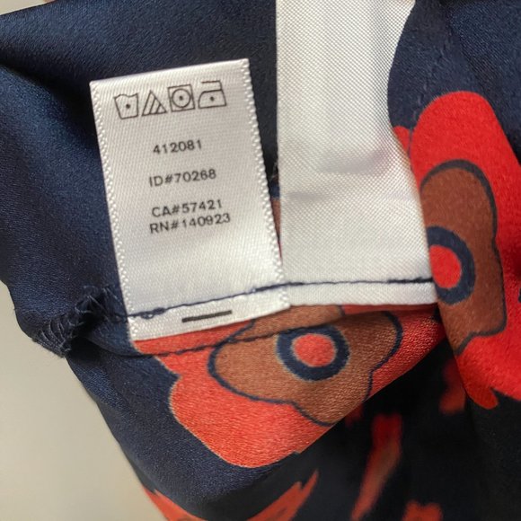 LOFT Red and Blue Abstract Floral Dropped Waist Dress Size Sp - Picture 7 of 11